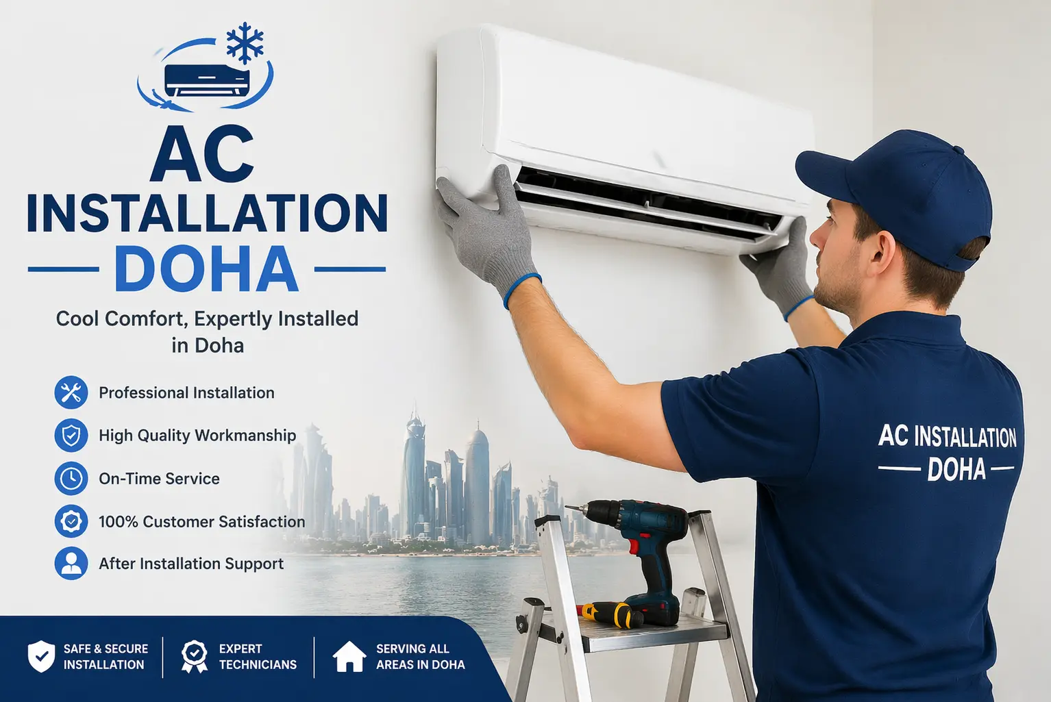 AC installation service in Doha by certified HVAC technician